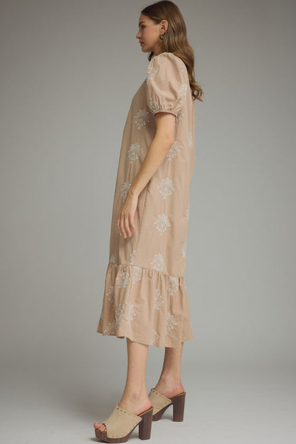 Entro Latte embroidered midi dress