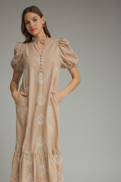Entro Latte embroidered midi dress